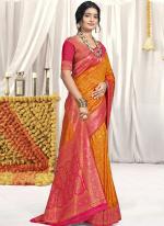 Silk Orange Traditional Wear Weaving Saree